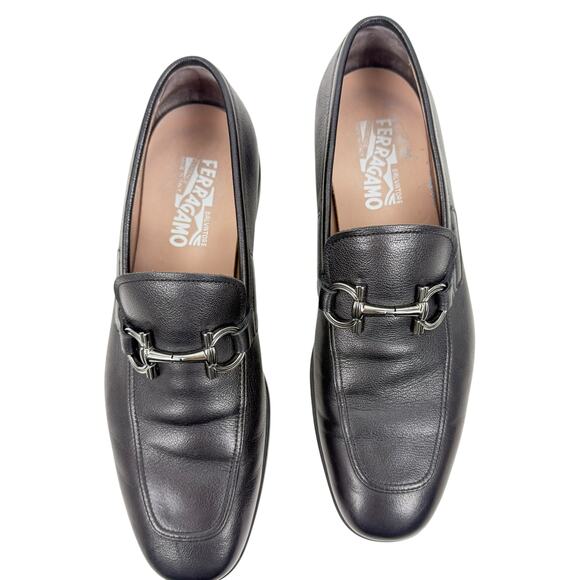 Salvatore Ferragamo Scarlet Gancini Double Bit Loafers Black Leather Size 9.5 main image 5